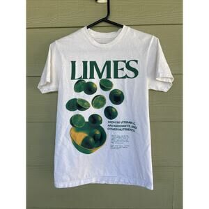 At the Moment White Limes Fruit Graphic Wearable Art Crewneck Tshirt Tee Small